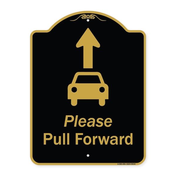 Designer Series-Please Pull Forward With Graphic And Ahead Arrow, 24" x 18", BG-1824-9934